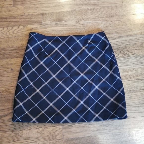 VINTAGE Esprit Miniskirt Brown Plaid Wool-blend 6 - Picture 2 of 5